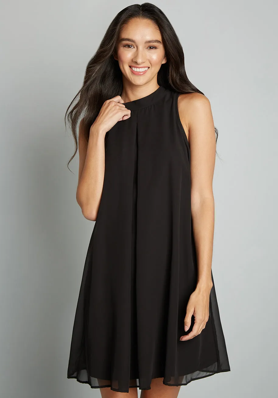 An Elegant Entrance Tie-Neck Shift Dress sold by Modcloth