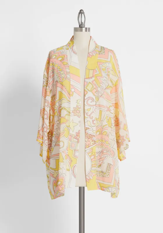 Peaches and Queen Chiffon Kimono sold by Modcloth
