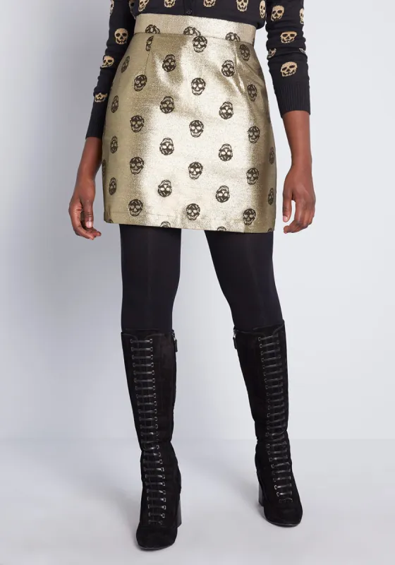 Skull Brigade A-Line Skirt sold by Modcloth