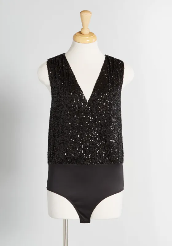 Sequins Are Forever Wrap Bodysuit sold by Modcloth