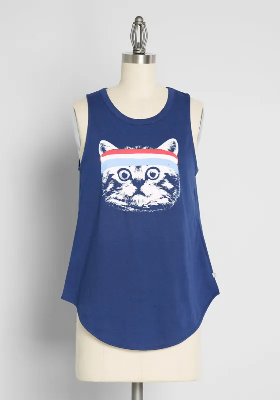 One Keen Kitty Graphic Tank Top sold by Modcloth