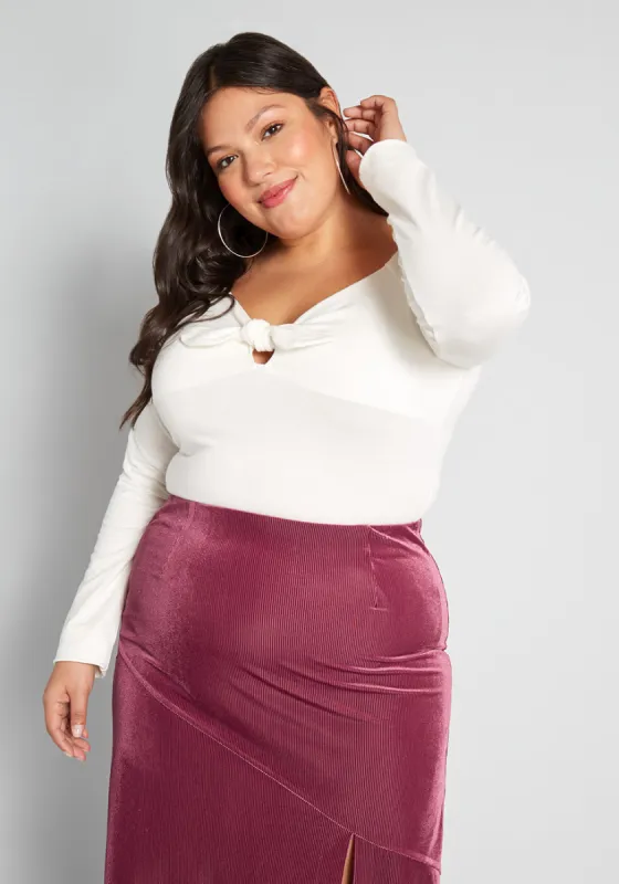 I Could Bow On Tie-Front Long Sleeve Bodysuit sold by Modcloth