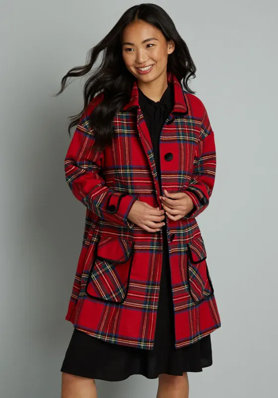 Sending Plaid Tidings Coat sold by Modcloth