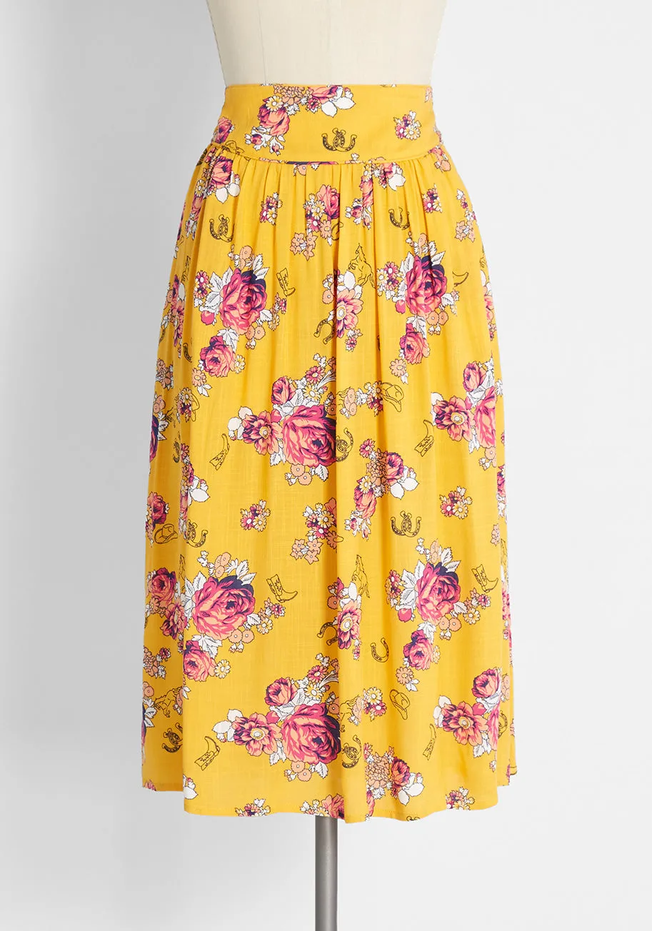 Swinging Saddles Midi Skirt sold by Modcloth