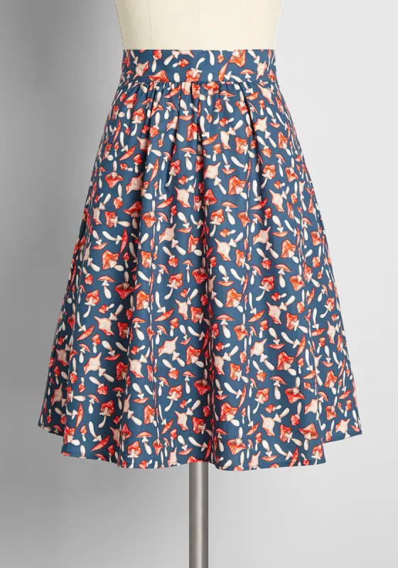 Shroomy and Bloomy Swing Skirt sold by Modcloth