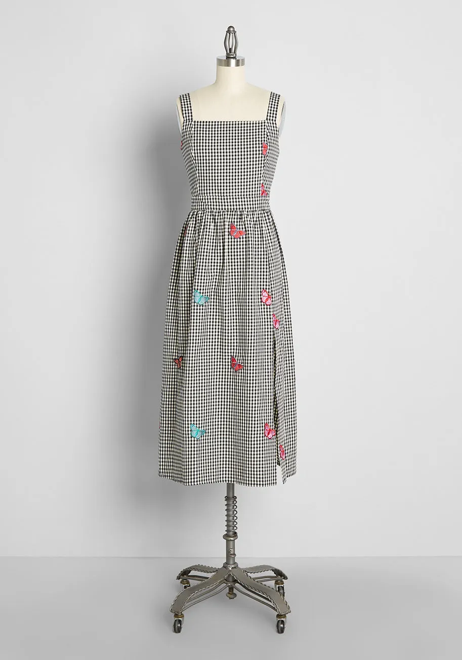 Attracting The Butterflies Embroidered Midi Dress sold by Modcloth