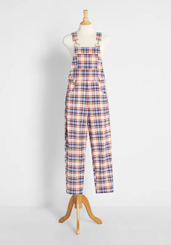 Heart Skipped a Beat Plaid Overalls sold by Modcloth