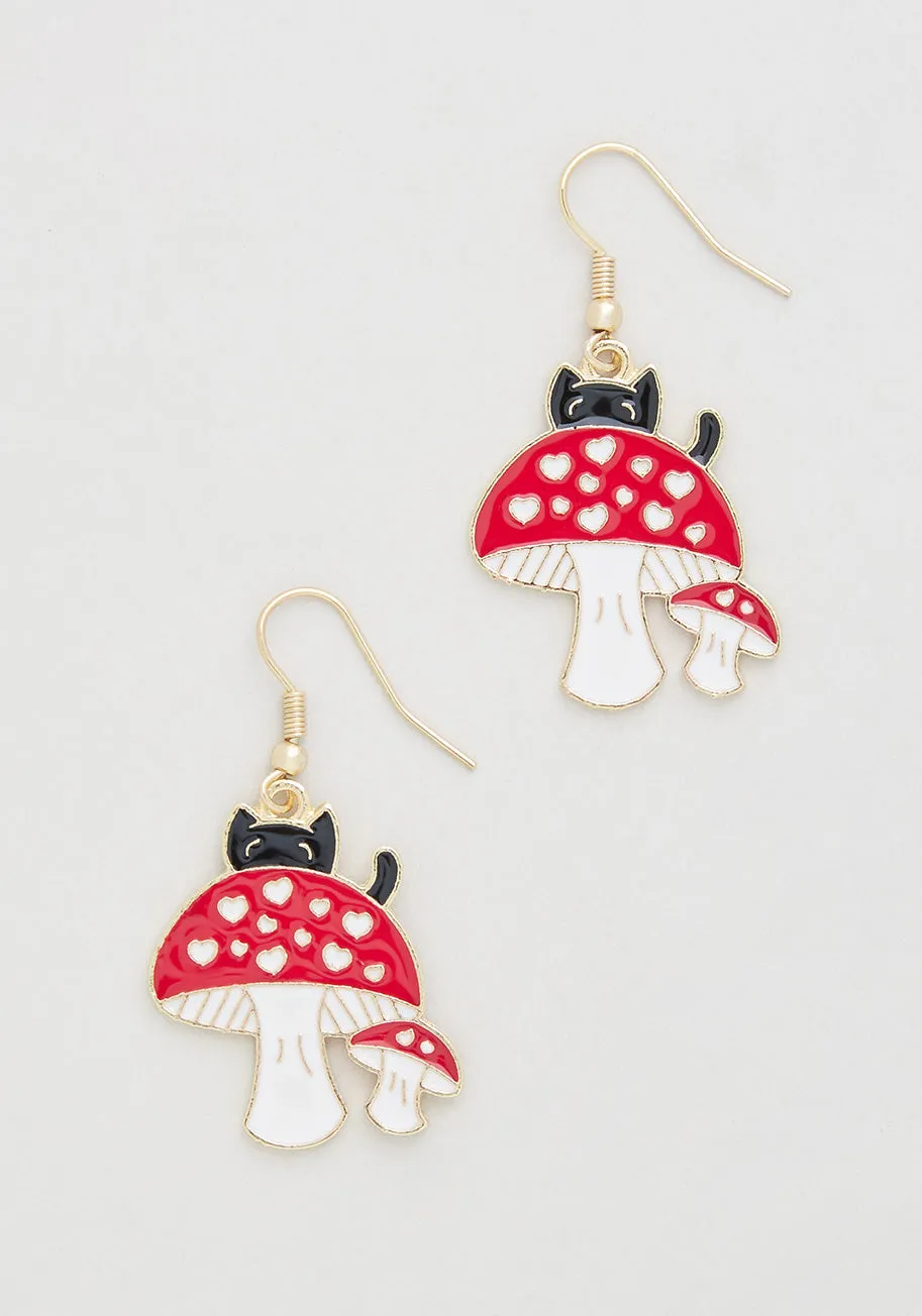 Fairytale Catnap Dangle Earrings sold by Modcloth