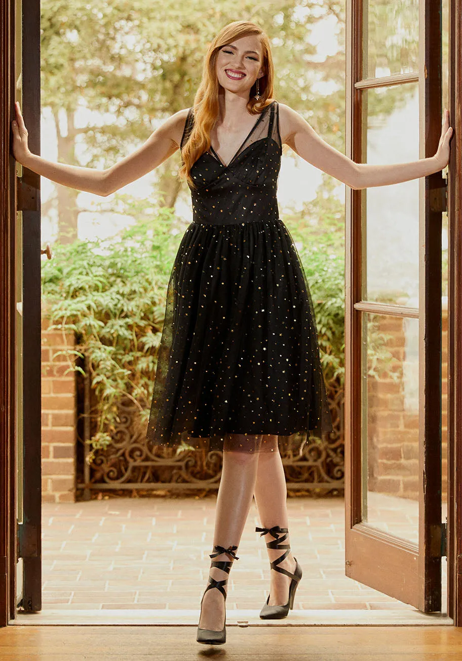 Starry Eyed on Holiday Nights A-Line Dress sold by Modcloth
