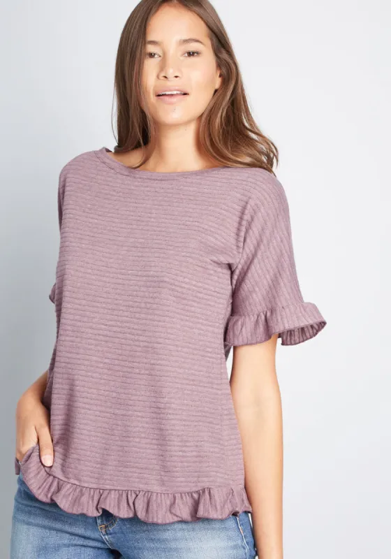 Effortlessness Accomplished Ruffled T-Shirt sold by Modcloth