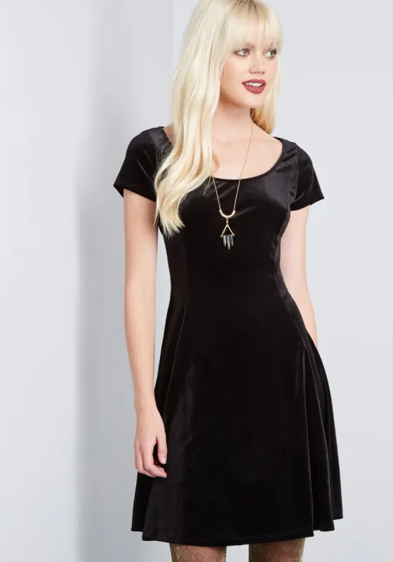 Velvet Vibes Skater Dress in Black sold by Modcloth