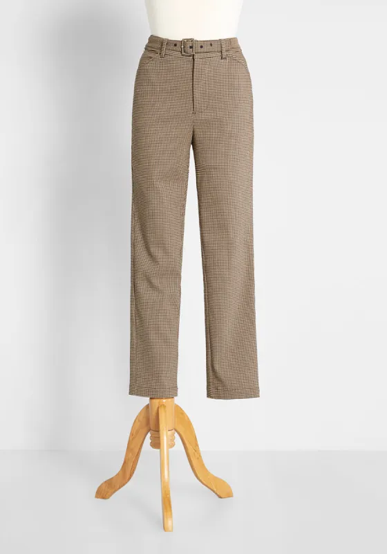A Plaid Dash Belted Pants sold by Modcloth
