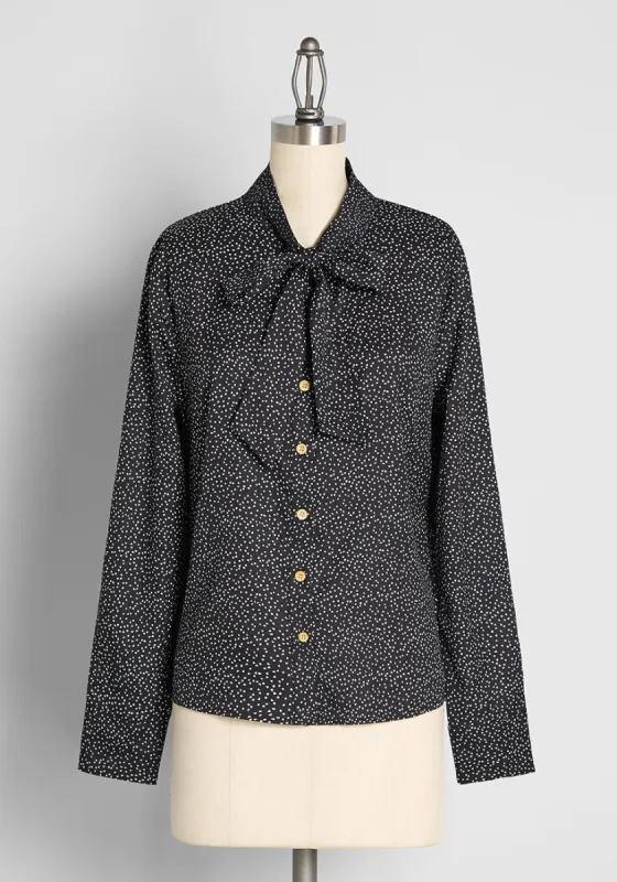 Bespeckled and Bespoke Tie-Neck Blouse made by Modcloth