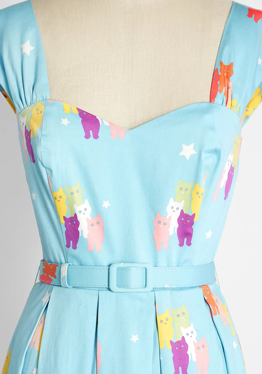 Modcloth X Collectif Cosmically Colorful Cats Swing Dress sold by Modcloth product image thumbnail 3
