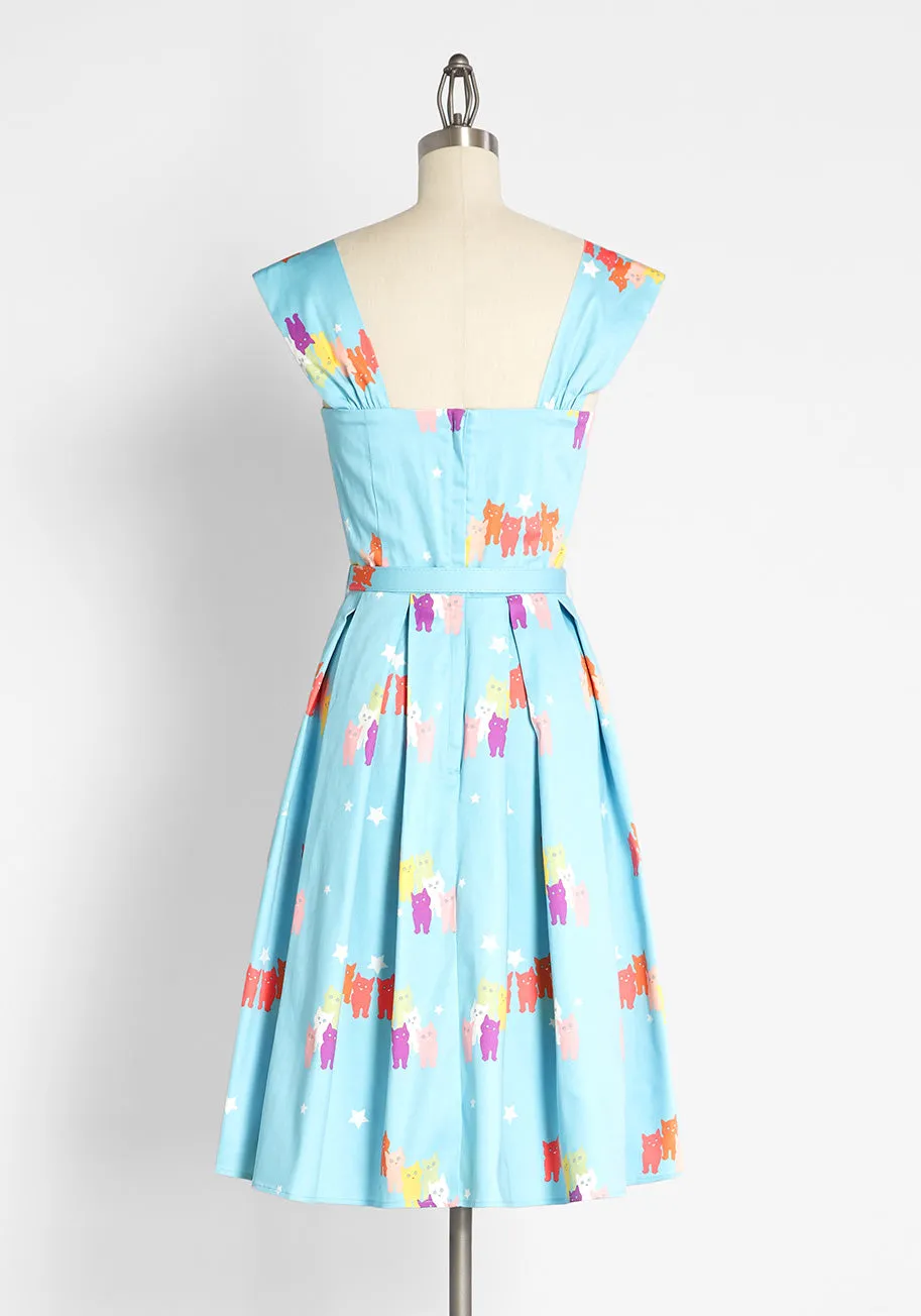 Modcloth X Collectif Cosmically Colorful Cats Swing Dress sold by Modcloth product image thumbnail 2