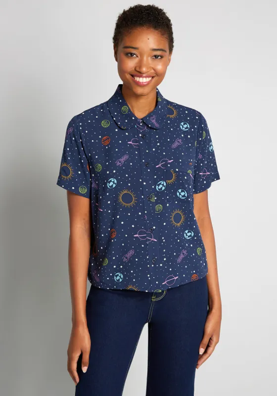 Space Camp Dreamin' Button-Up Shirt sold by Modcloth
