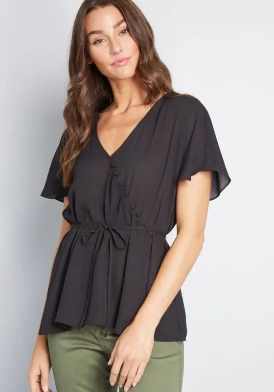 Graceful Greeting Surplice Top sold by Modcloth