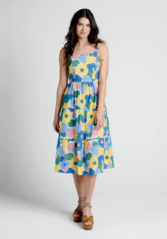Blossoms In The Breeze Tiered Midi Dress sold by Modcloth