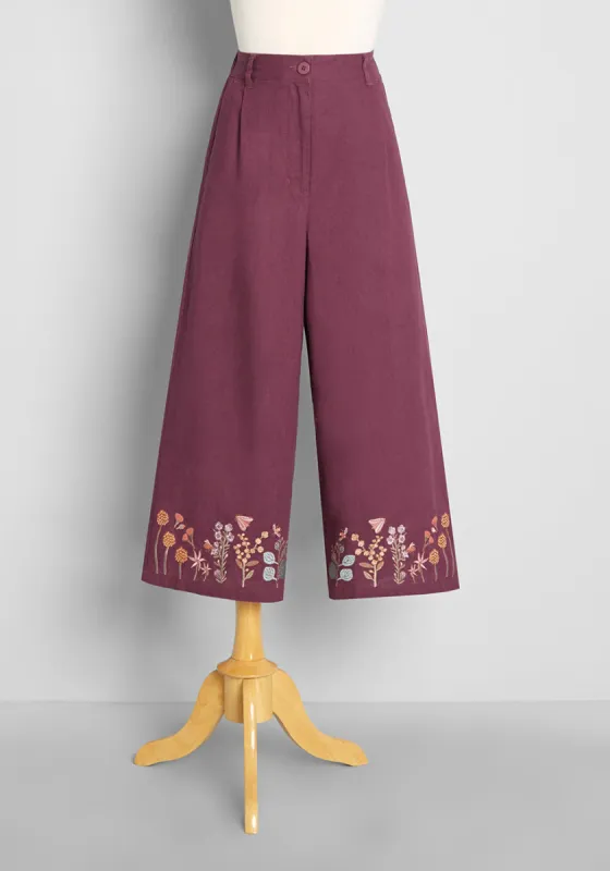 Botanical Bounty Embroidered Wide-Leg Pants sold by Modcloth