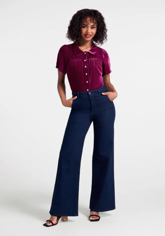 Made For Merriment Velvet Button-Up Top sold by Modcloth