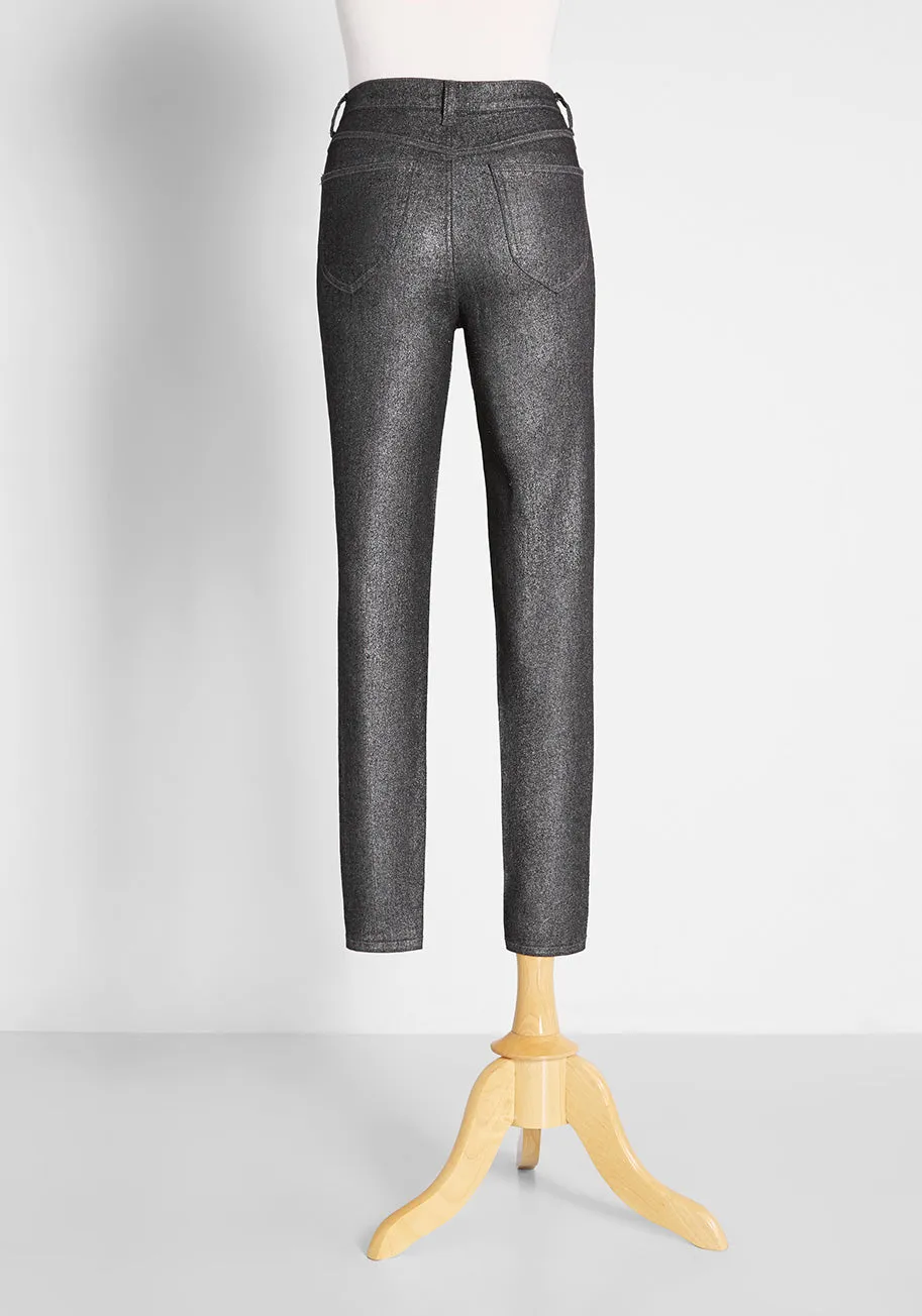Metal Dipped and Dapper Skinny Jeans in Silver sold by Modcloth product image thumbnail 2