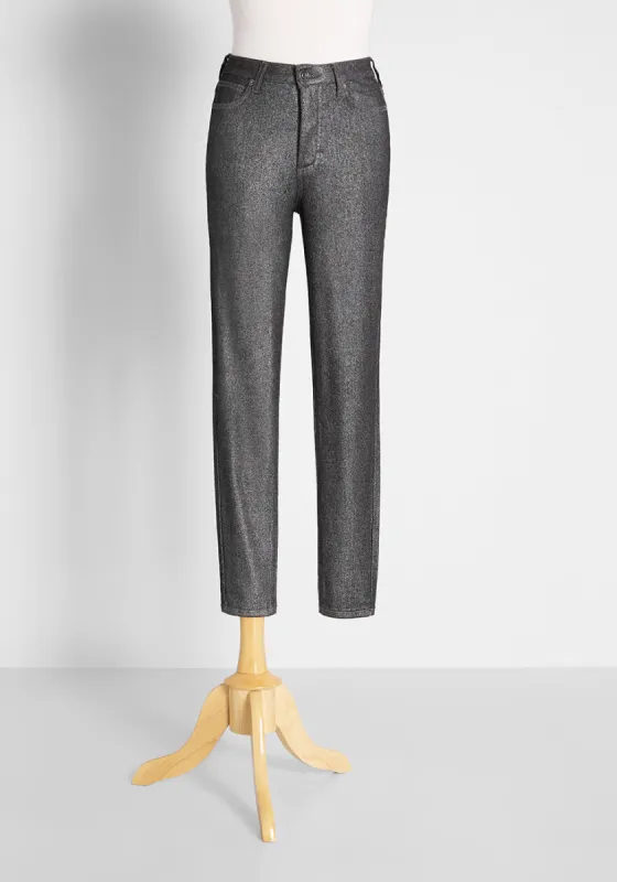 Metal Dipped and Dapper Skinny Jeans in Silver sold by Modcloth