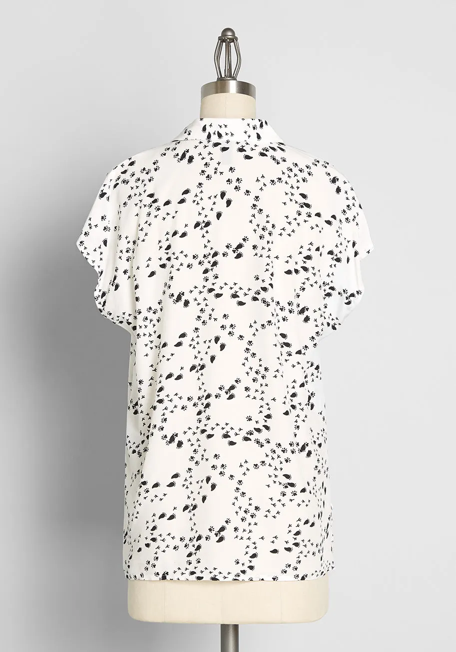 Tracks Toward Success Tie-Neck Top sold by Modcloth product image thumbnail 2