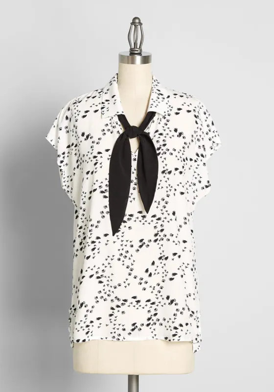 Tracks Toward Success Tie-Neck Top sold by Modcloth