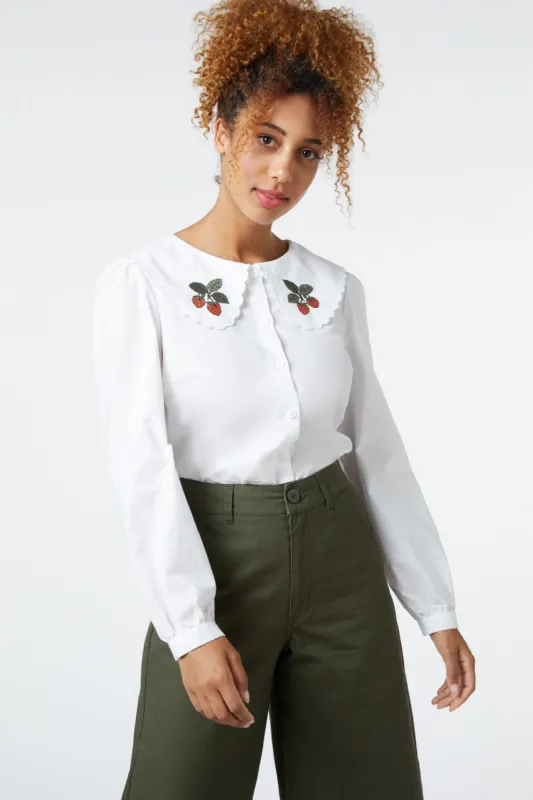 Berry Embroidered Blouse made by Modcloth
