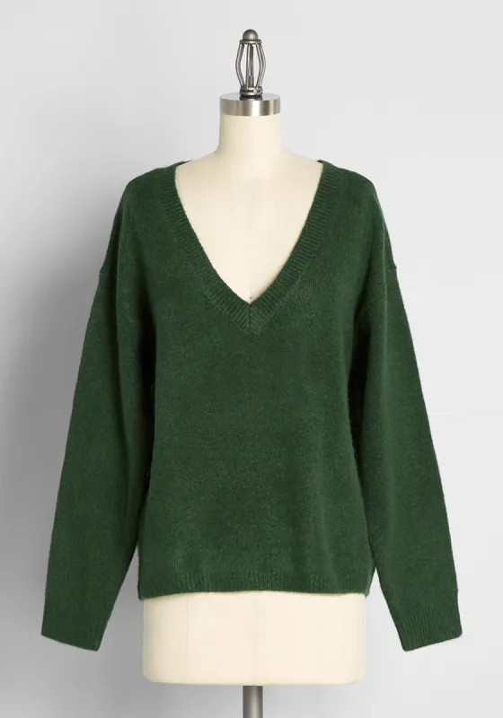 Call Me Cozy V-Neck Sweater sold by Modcloth