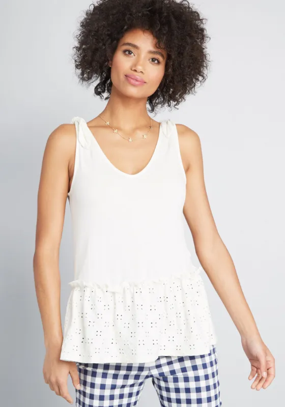 Peplum Direction Knit Tank Top sold by Modcloth