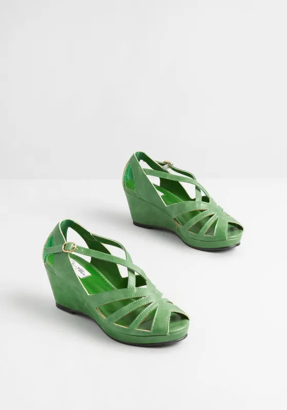 Sassy, Classy, and Strappy Wedge Heel sold by Modcloth