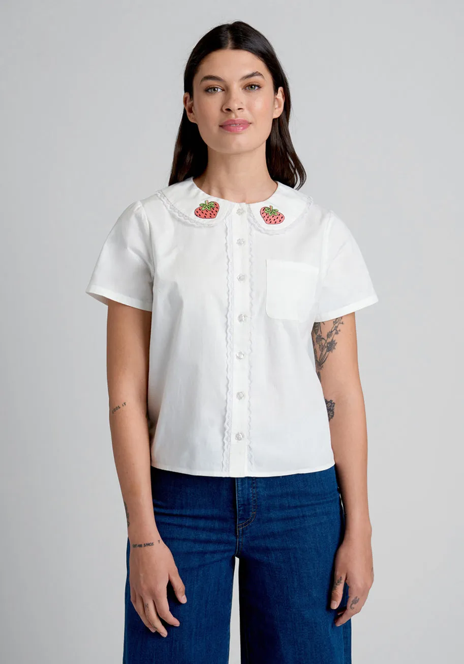 Strawberry Cream Puff Button-Up Top sold by Modcloth