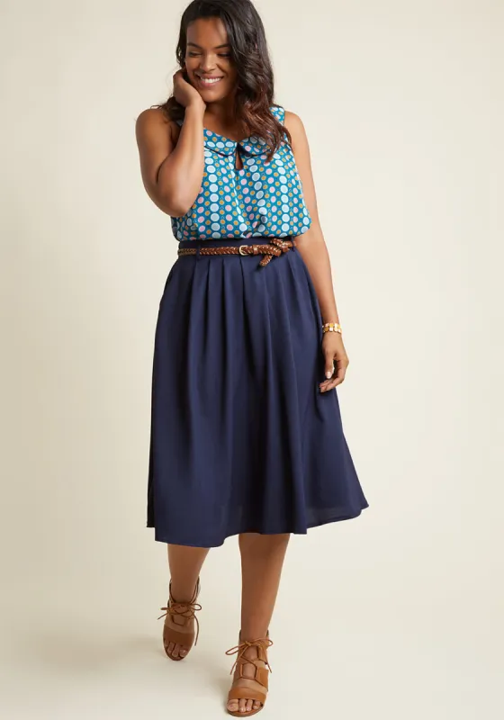 Breathtaking Tiger Lilies Midi Skirt in Navy sold by Modcloth