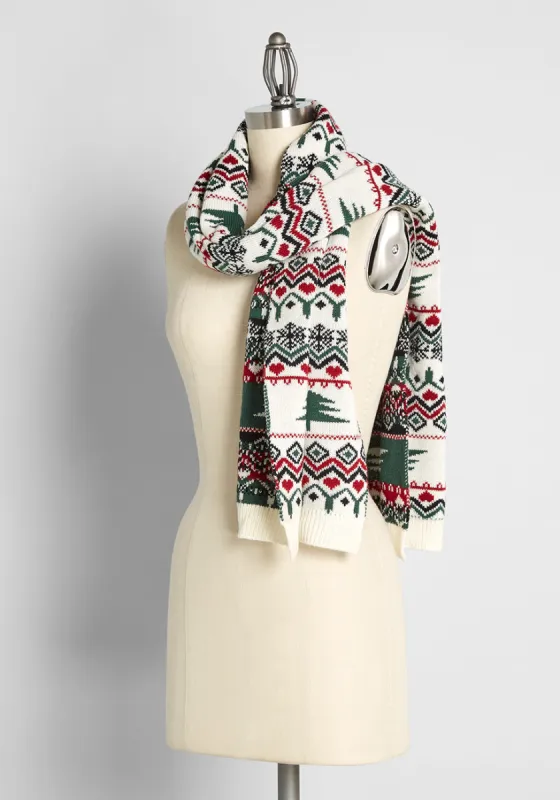 Evergreens and Snowbanks Fair Isle Scarf sold by Modcloth