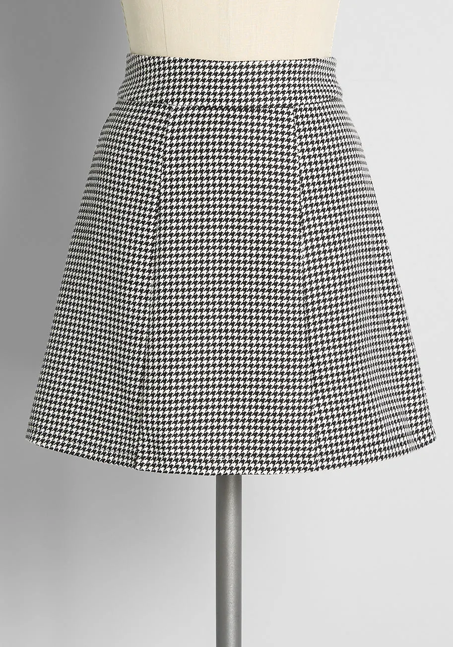 Heartbreaker in Houndstooth Mini Skirt sold by Modcloth