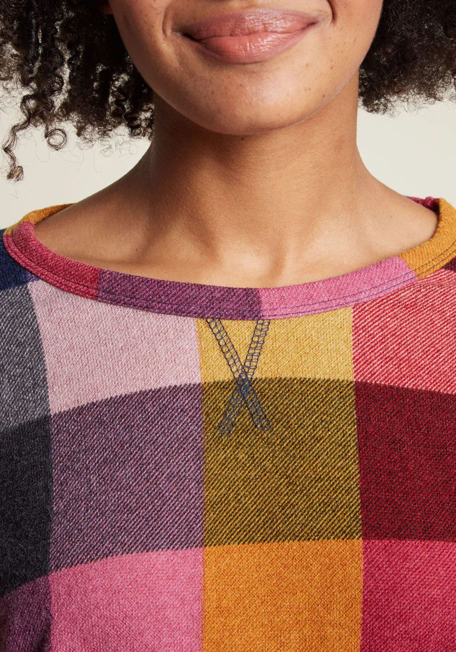 Afternoon Espresso Knit Top in Purple Plaid sold by Modcloth product image thumbnail 3