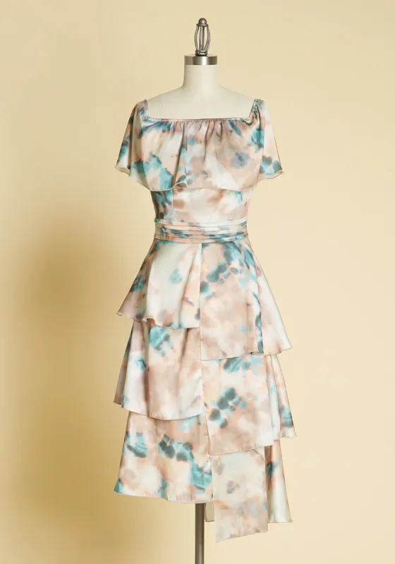 Satin Surprise Off-the-Shoulder Dress sold by Modcloth