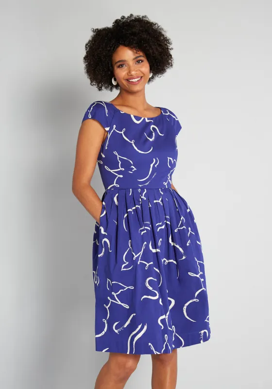 Hinting Towards the Sky Fit and Flare Dress sold by Modcloth