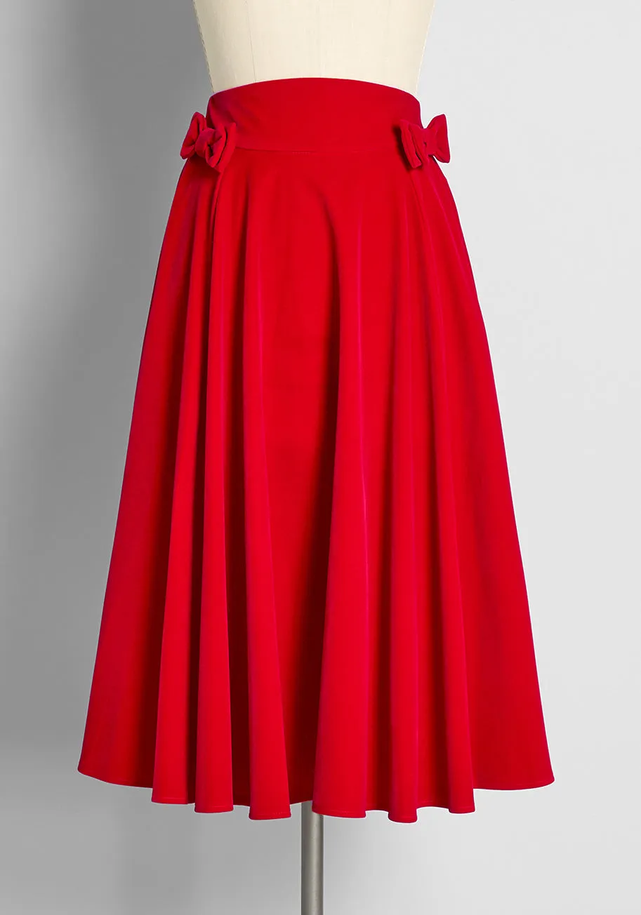 Bows Like Prose Velvet Swing Skirt sold by Modcloth