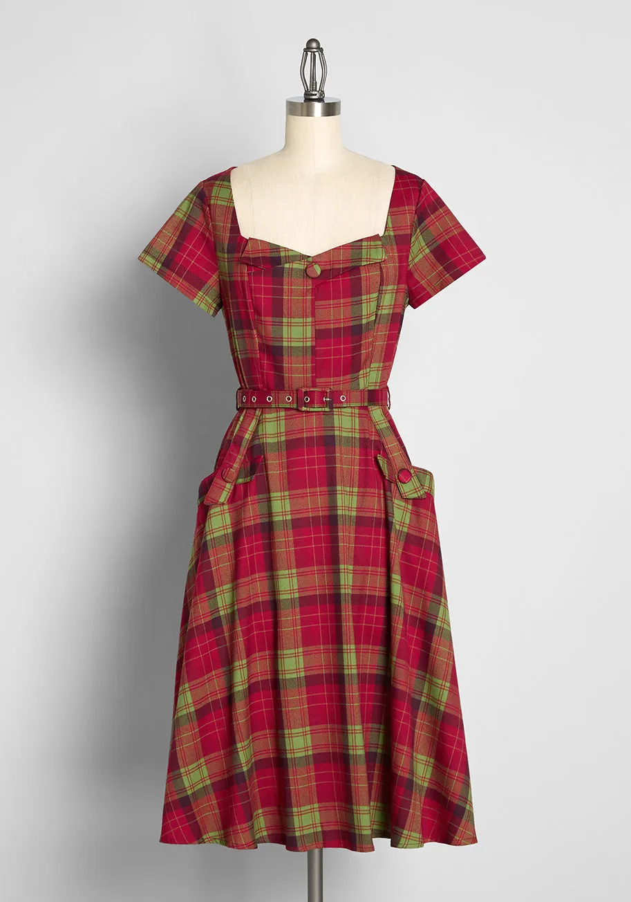 Keeping Tabs On All Things Plaid Swing Dress sold by Modcloth product image thumbnail 5