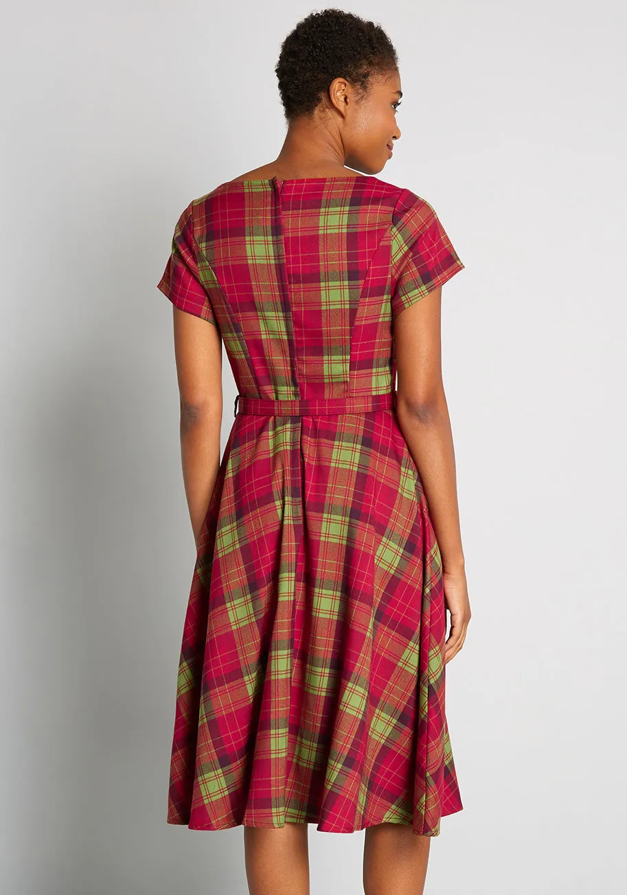 Keeping Tabs On All Things Plaid Swing Dress sold by Modcloth product image thumbnail 2