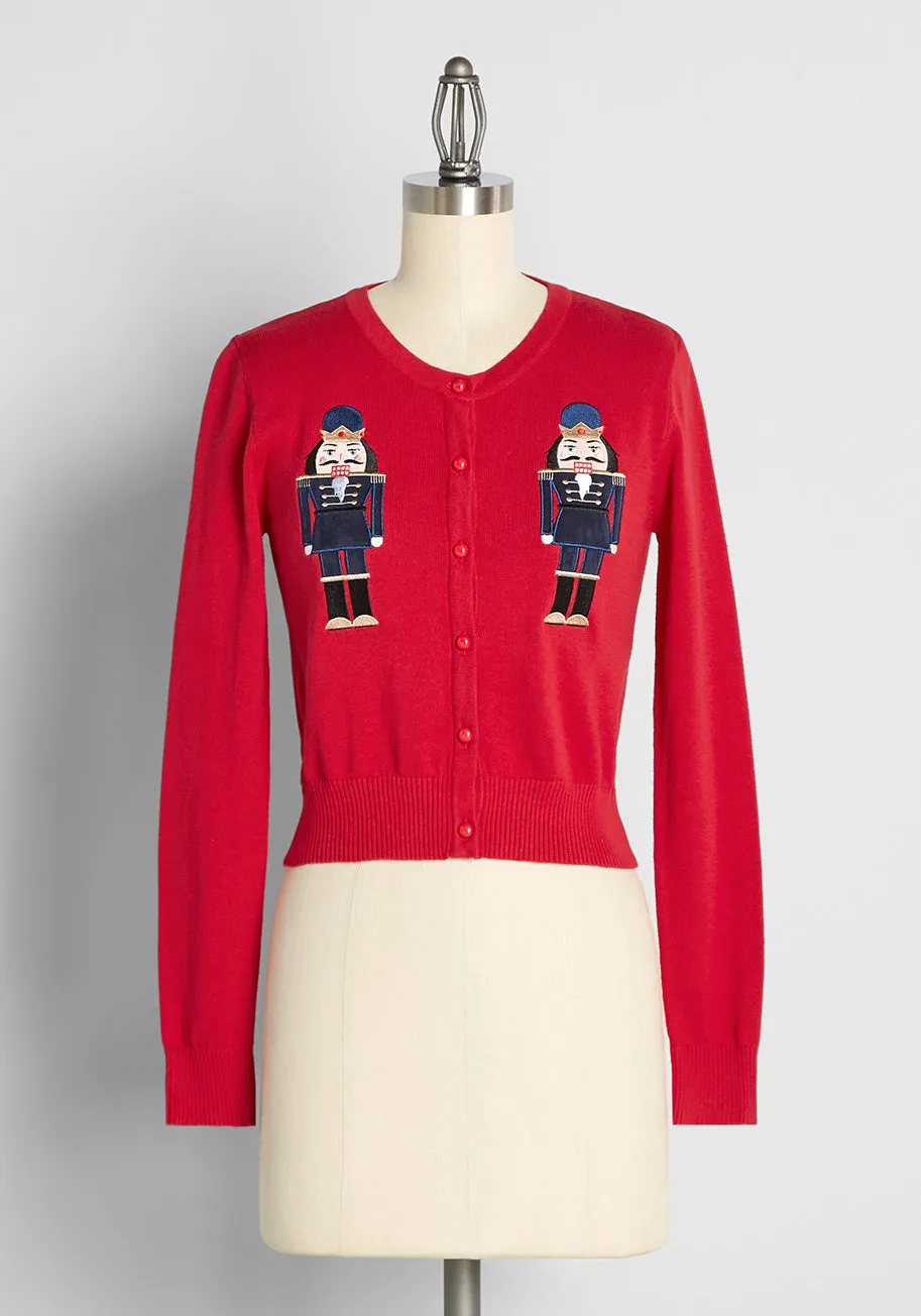 My Toy Soldier Embroidered Cardigan sold by Modcloth