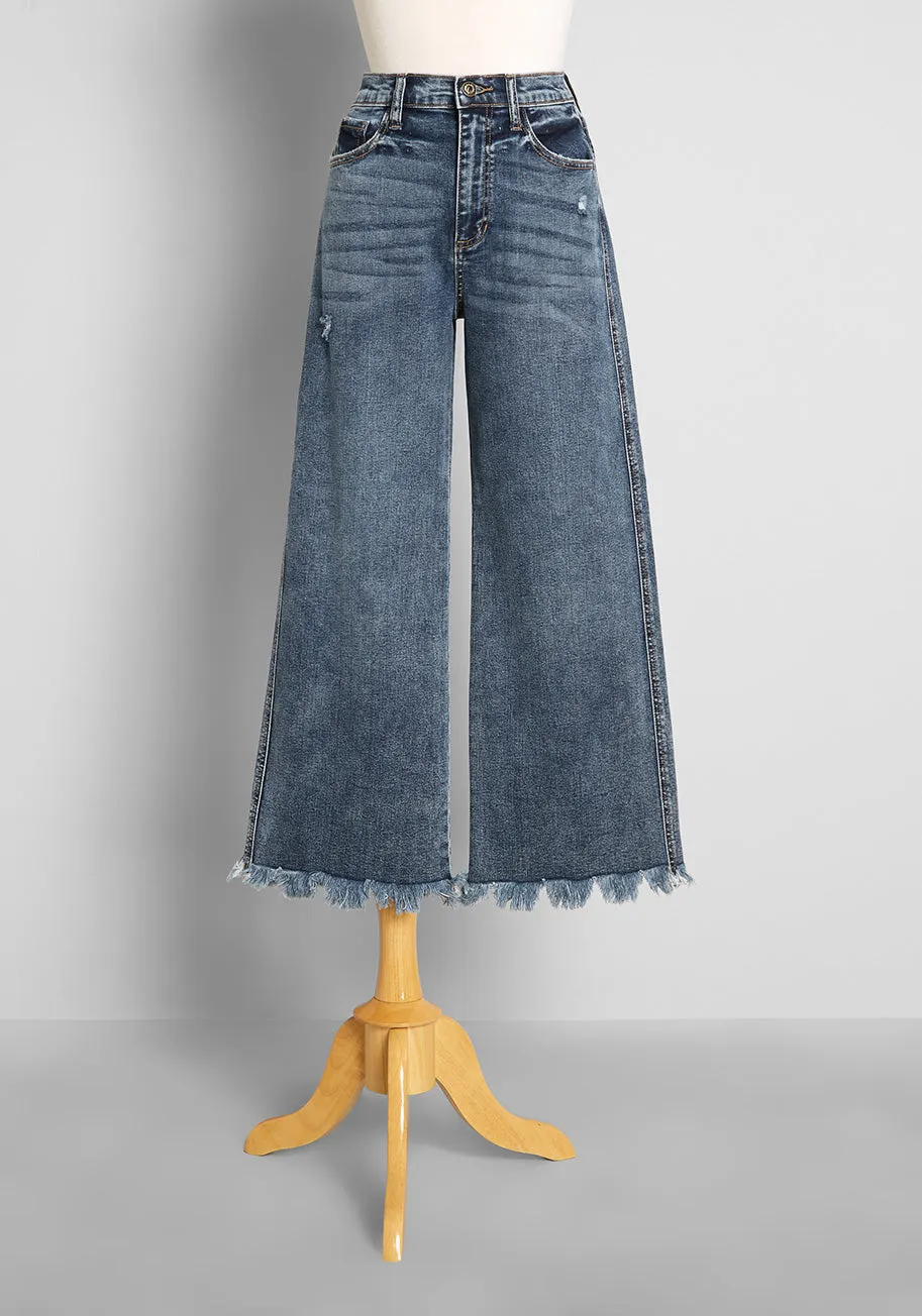 The Way We Tore Cropped Wide-Leg Jeans sold by Modcloth