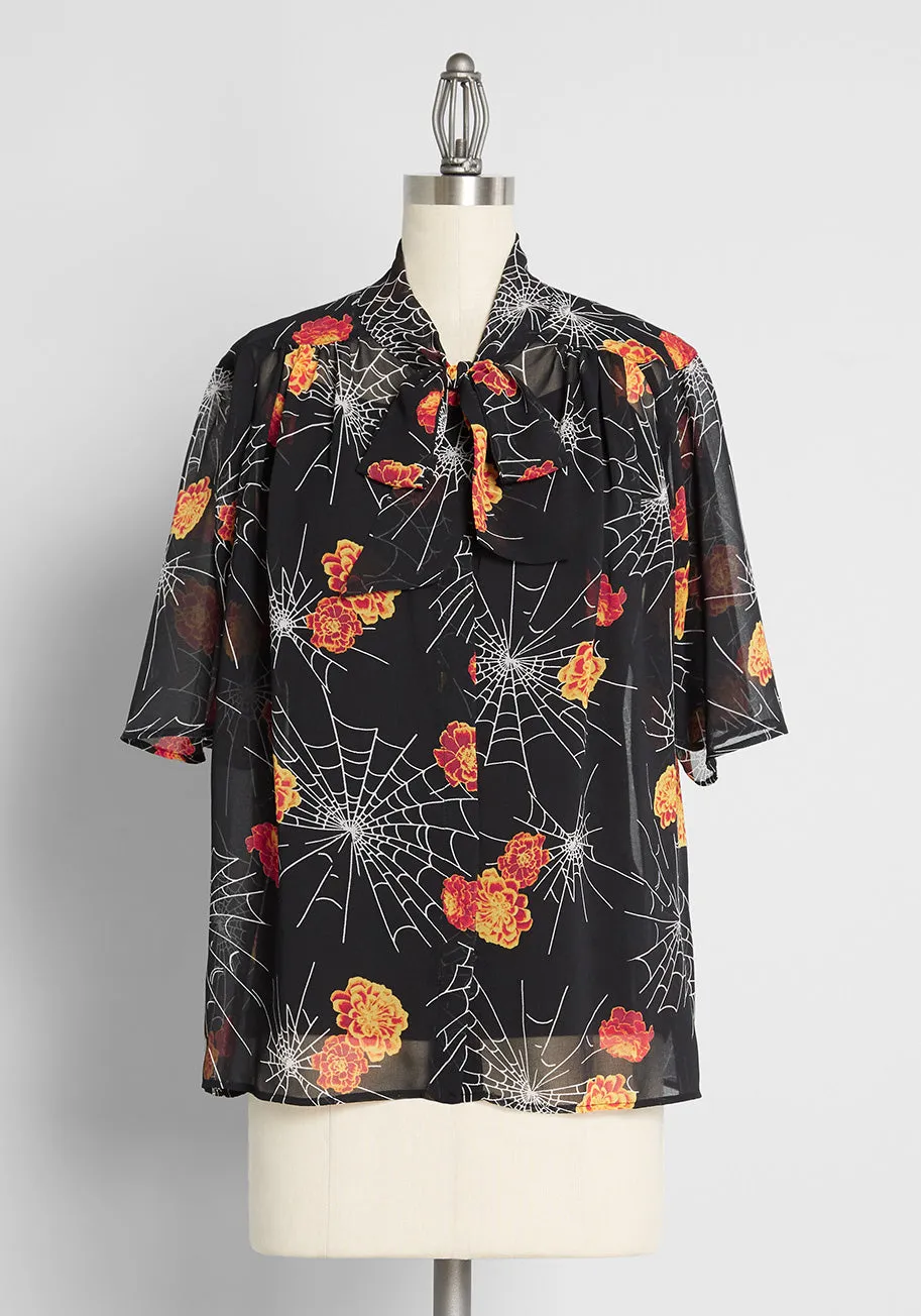 Blooming Webs Tie-Neck Blouse sold by Modcloth product image thumbnail 3