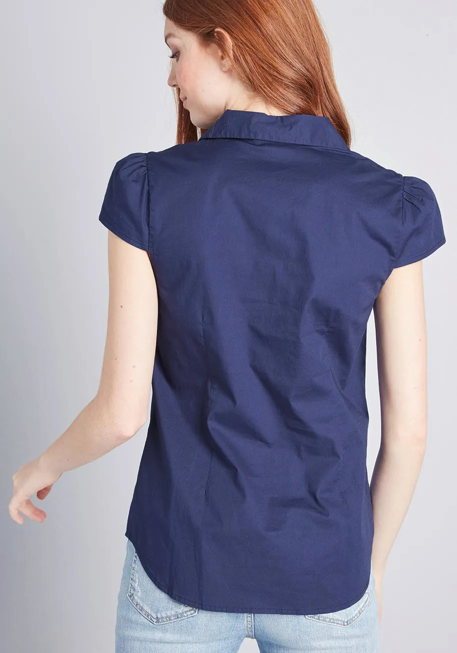 Off To A Good Start-Up Cap Sleeve Blouse sold by Modcloth product image thumbnail 2