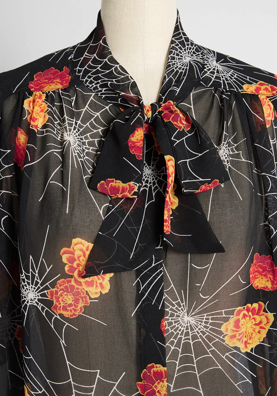 Blooming Webs Tie-Neck Blouse sold by Modcloth product image thumbnail 4