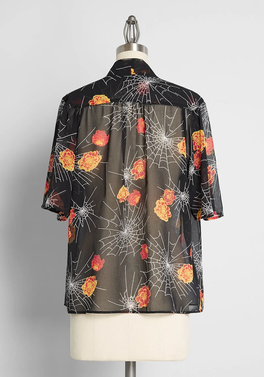 Blooming Webs Tie-Neck Blouse sold by Modcloth product image thumbnail 2
