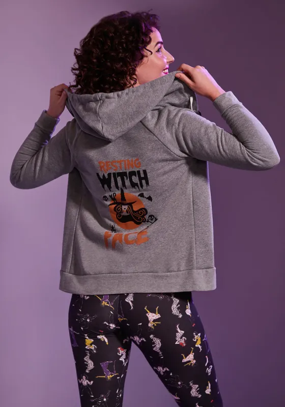 Resting Witch Face Graphic Zip-Up Hoodie sold by Modcloth