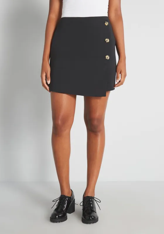 Step To The Side Button Mini Skirt sold by Modcloth